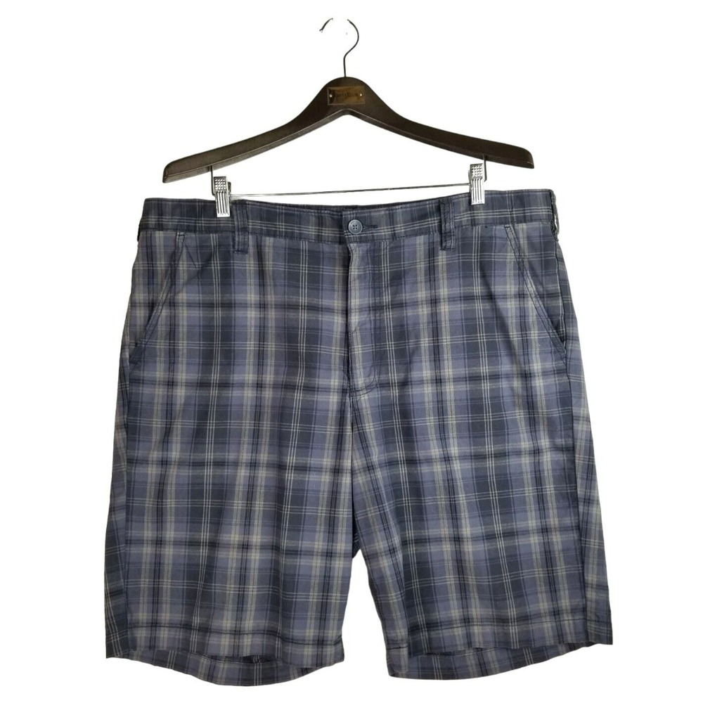 Calvin Klein Blue & Charcoal Plaid Chino Shorts 4 Pkt Mens‎ Size 38